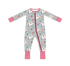 Vente en gros OEM ODM de pyjamas en bambou pour enfants vêtements pour nouveau-nés avec fermeture éclair bidirectionnelle <span class=keywords><strong>Pat</strong></span> <span class=keywords><strong>Pat</strong></span> Noël pour enfants vêtements pour bébés ensemble de vêtements pour bébés - Product Image 4