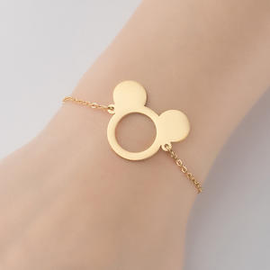 Abalorio ajustable de acero inoxidable chapado en oro de 18K para <span class=keywords><strong>mujer</strong></span>, pulsera de plata sin deslustre, con cabeza de Mickey y <span class=keywords><strong>Minnie</strong></span> Mouse, joyería para <span class=keywords><strong>mujer</strong></span> - Product Image 3