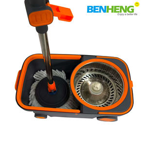 Serpillère rotative en microfibre de haute qualité à 360 degrés, manche en acier avec <span class=keywords><strong>seau</strong></span> et roues, serpillère rotative sans mains pour le nettoyage des sols, articles ménagers - Product Image 5