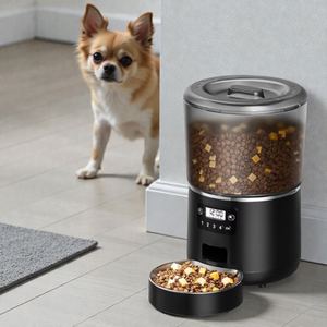 Distributeur automatique de nourriture pour animaux de compagnie en acier inoxydable 4L avec double alimentation et programmation des repas pour petits chiens - Logo personnalisé accepté - Product Image 1