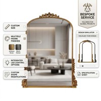 Magnifique Miroir Ancien et Vintage Cadre en Bois Arche Décoration Murale Filigrane Dorée Primrose pour Salon et Maison