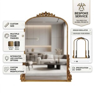 Specchio Primrose Decorativo Artistico con Cornice Arcuata in Legno Anticato Vintage, Splendido Specchio da Parete o da Terra Dorato in Filigrana <span class=keywords><strong>per</strong></span> Casa e Soggiorno - Product Image 6