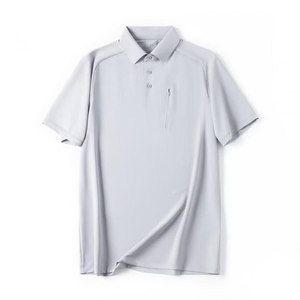 เสื้อโปโลสีพื้นสำหรับผู้ชาย สีฟ้าหมอก โพลีเอสเตอร์ แขนสั้น ใส่ได้ทุกวัน - Product Image 2