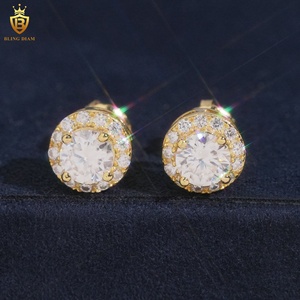 アメリカ現地在庫 高品質 ヒップホップスタイル 5MM 925シルバー ハローデザイン モアサナイトダイヤモンド スタッドピアス メンズ - Product Image 4