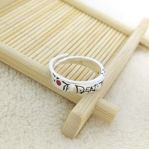 19 Designs Bijoux Accessoires Anime Death Note <span class=keywords><strong>DBZ</strong></span> Anneau Alphabet Bague Vintage Antique Argent Ouverture Anneau Réglable - Product Image 5