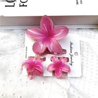 Lot de 3 Pinces à Cheveux Fleur d'Œuf Yuxi Factory, Pince à Griffe Florale Dégradé Tendance pour Vacances, Accessoires Quotidien
