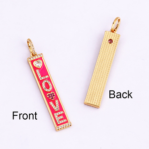 Pendentif Focal Charm Zircon Incrusté de Coeur d'Étoile de Mode, Or 18K de Haute Qualité "KISS" "LOVE" GOOD "Lettre Bijoux Collier Fourniture M22 - Product Image 5