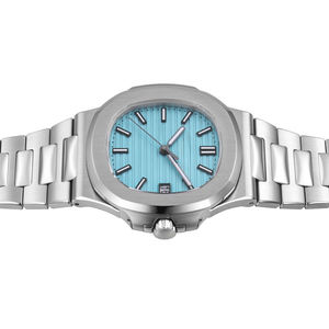 Reloj Deportivo Atemporal con Caja Octogonal y Función de Visualización de Fecha, Personalización Avanzada, Esfera Azul Claro - Product Image 4