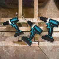 Perceuse sans fil 21V au lithium-ion, multifonction, avec poignée pistolet, deux batteries et chargeur, pour usage domestique, perçage à percussion, modèle international