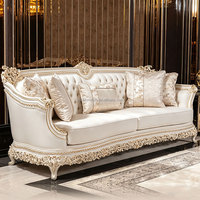 Canapé en tissu de luxe élégant et haut de gamme pour salon ou canapé sculpté en bois massif blanc de style palais européen