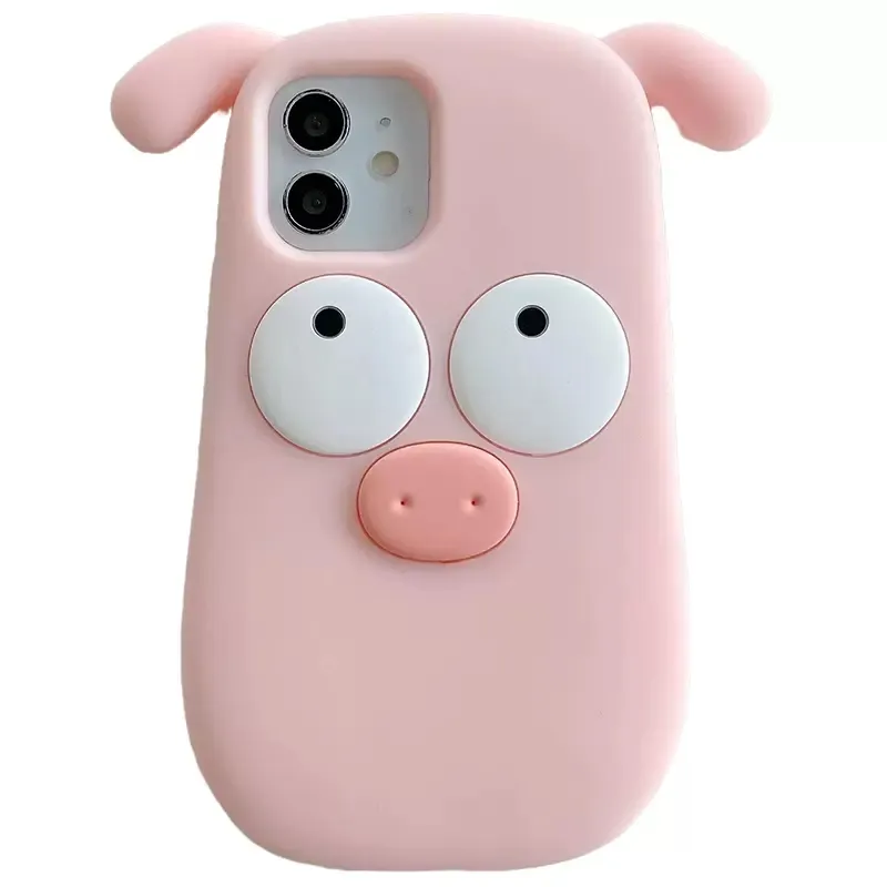 लक्जरी गुलाबी प्यारा डिजाइनरों फोन के मामले में सिलिकॉन 3D सुअर कवर प्रकरण के लिए iPhone 14 13 12 11 प्रो मैक्स X XS अधिकतम XR 6 6 एस 7 8 प्लस SE3