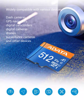 Tarjeta de Memoria Adata para Cámara, Dron, Teléfono Móvil, Almacenamiento y Copia de Seguridad, 32GB 64GB 128GB 256/512GB, Alta Velocidad de Datos