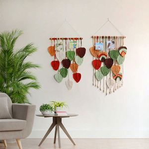 Tapiz de Pared de Macramé con Borlas de Hojas Tejidas Estilo Bohemio, Decoración Nórdica para el Hogar, Fondo Decorativo para Habitación - Product Image 4