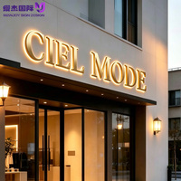 Enseigne lumineuse LED personnalisée en acier inoxydable 3D, lettres dorées rétroéclairées, logo de luxe électroplaqué pour salon, restaurant, bureau