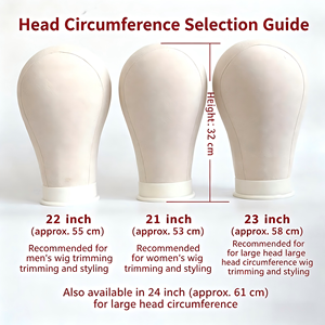 Canvas Foam Mannequin <b>Head</b> Block with Needle Holes and Multiple Sizes for Wig <b>Styling</b>, Display and Training - Product Image 4