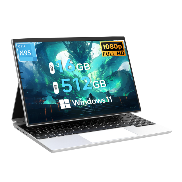 New 14-Inch IPS Touch Screen Laptop Intel N95 Quad-Core 1.7GHz 512GB SSD DDR4 Win 11 High-Performance Cooling Fan US/EU/UK/AU
