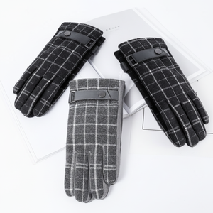 ถุงมือขับรถแฟชั่นสุดหรูสำหรับผู้ชายถุงมือผ้าขนสัตว์หนังนิ่มถุงมือสัมผัส - Product Image 1