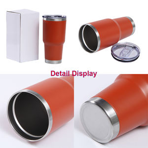 Thermos personnalisé avec logo, sans BPA, en acier inoxydable, 30 onces, avec isolation de 6 à 12 heures, gravure au laser, couvercle doré rouge - Product Image 2