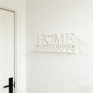 Porte-clés mural en métal Home Sweet Home, organisateur décoratif, 10 crochets, forme rectangulaire - Product Image 2