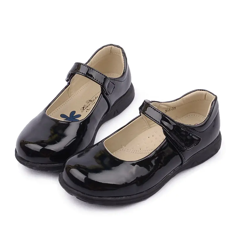 Girls' leather pu black princess performance dress shoes 2023 single school students spring shoes for kids