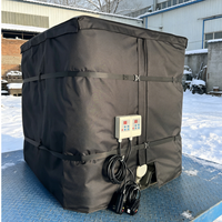 Chauffe-conteneur IBC noir 275 gallons (1000L) avec isolation thermique pour protection hivernale contre le gel, chauffage d'huile 3000W, portable