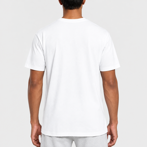 Camiseta de Manga Corta Blanca Lisa para Hombre, Cuello Redondo, Color Sólido, Corte Regular Informal, 100% Algodón, Tela Satinada, Ecológica, Antiencogimiento - Product Image 3