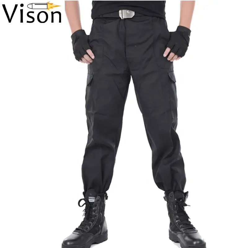 Cargo Pantalones Schwarze Hosen Dschungel hose Multi Pockets zielen auf schwarze taktische Hosen mit elastischem Bund