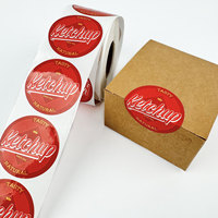 Etiquetas Adhesivas Personalizadas con Logotipo de Marca, Etiquetas Redondas para Hamburguesas, Etiquetas de Papel Vinílico Impermeable en Rollo, Etiquetas Adhesivas para Empaque