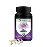 Capsules de complexe d'algues marines, fucus vésiculeux, huile de graines noires, ashwagandha, formule pour les cheveux, la peau et les ongles, soutien à la beauté et au bien-être, 120 unités