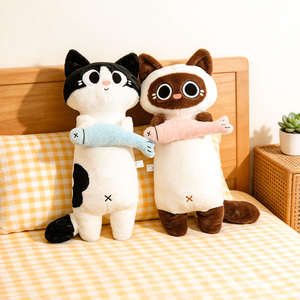 Almohada de Peluche Suave de Vaca, Gato o Siamesa, Relleno de Algodón PP, Unisex, para Niños, Confortable para Dormir, Respaldo, Decoración del Hogar, Premio para Máquina de Garras - Product Image 1