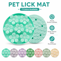 Alas Licking Anjing Slow Feeder Silikon, Alas Makan Hewan Peliharaan Tekstur Bunga dengan Suction Cup untuk Anjing Kucing, Mainan Pengayaan Makanan