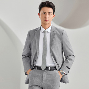 Women's Grey Suit Set Autumn Winter Professional Work Uniform College Student Interview Formal Wear Polyester Fabric - Product Image 4