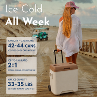 Glacière à roulettes isotherme avec poignée de traction, étanche, pour le camping, la pêche, le barbecue, avec maintien de la glace pendant 5 jours, OEM