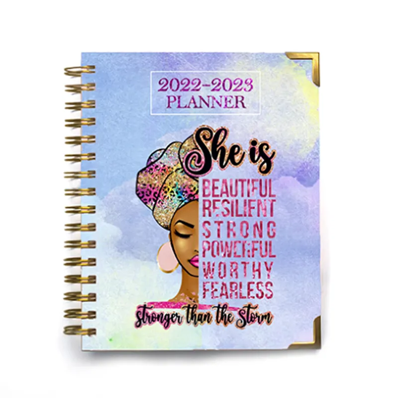黒人女性のためのカスタムデザインジャーナルプランナー乳製品ノートブック印刷宣言ジャーナルプランナー