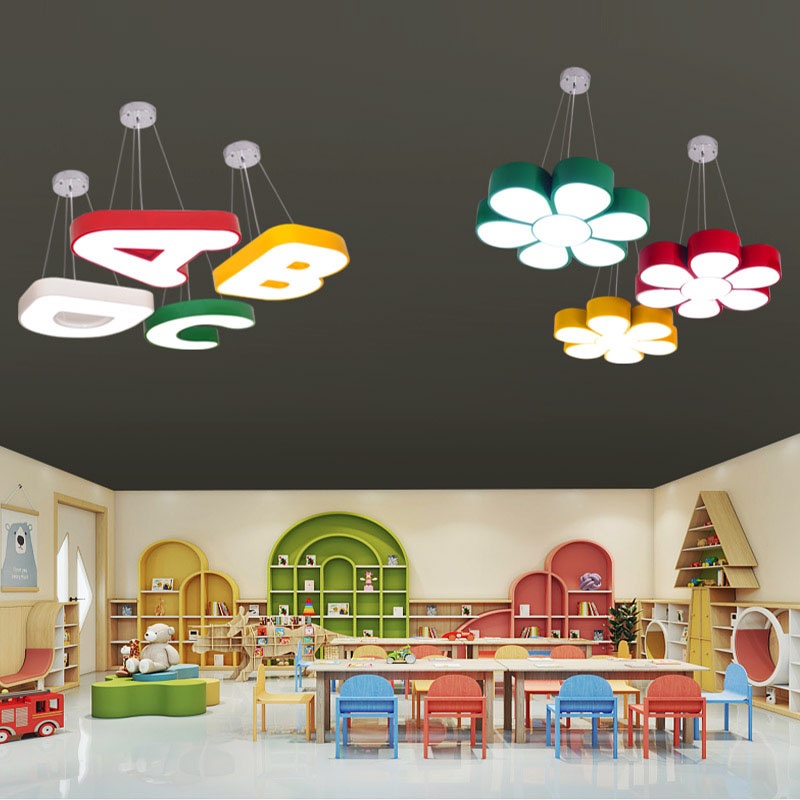 Large Macaron Shape LED Ceiling Lamp for Kindergarten Music Classroom Dance Room Note and Children's Creative Design