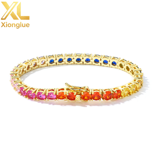 Bracelets de luxe personnalisés en or pur 14 carats avec pierres précieuses ovales, chaîne tennis, accessoires raffinés pour femmes, bijoux fins OEM - Product Image 1