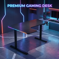 Bureau de jeu et d'apprentissage AOR au design moderne en L, silencieux, avec mémoire, relevable, pour e-sport, avec effets RGB multiples, vente en gros usine