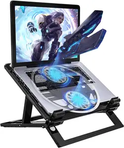 New Anodized Aluminum Ergonomic Laptop Dual Cooler Fan Stand With Led Light