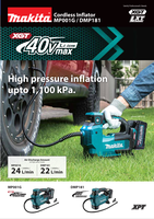 Pompe à air sans fil MAKITAs MP001GZ 40Vmax XGT pour gonflage de pneus en extérieur, pompe à air portable avec compresseur d'air portable