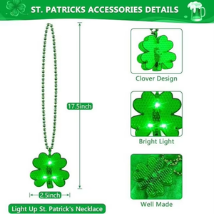 Collares de Cuentas con Trébol Verde Iluminado con LED para el Día de San Patricio de HLC, Collares Luminosos con Hoja de Trébol Irlandés para Fiestas y Eventos - Product Image 5