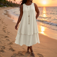 Robe décontractée grande taille pour femme, mode estivale, tenue quotidienne élégante, jupe patchwork superposée sculptante