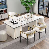 Ensemble de petite table à thé moderne de luxe Bouilloire en pierre intégrée pour bureau ou balcon Table à thé en ardoise simple et légère