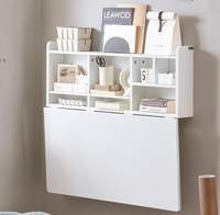 Table pliante murale avec plateau rabattable, bureau flottant à tréteaux, poste de travail informatique avec compartiments de rangement