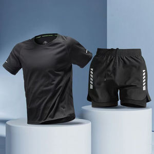 Nuevo conjunto deportivo de seda de hielo para hombre, camiseta de secado rápido para correr, camiseta, <span class=keywords><strong>pantalones</strong></span> <span class=keywords><strong>cortos</strong></span>, Fitness de verano, ropa de entrenamiento de fútbol, equipo - Product Image 2
