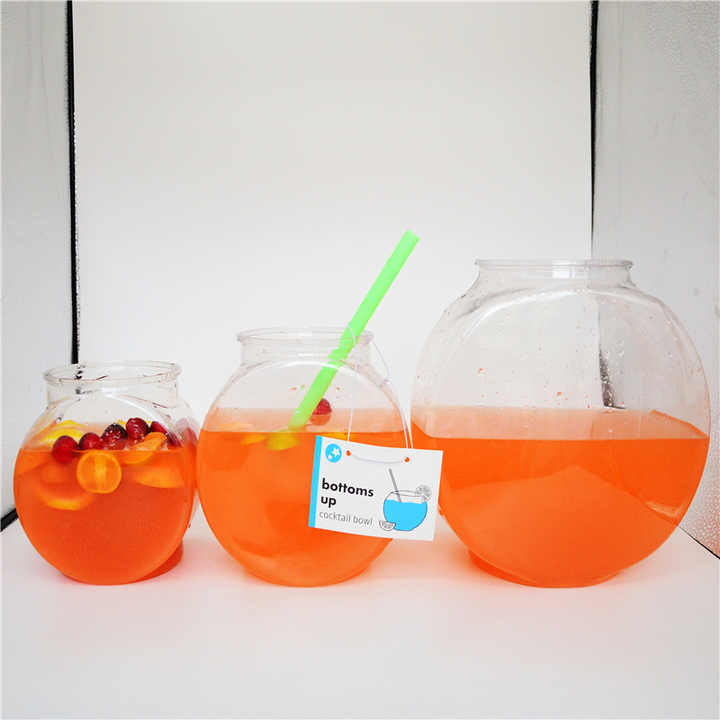 Drum Square Fishbowls 60oz 64oz Fishbowl Cups Drink Fish Bowls Plastic Cocktail Fish Bowl 3l 64 oz Fishbowl Plastic Pet Vase