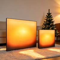 Panneau mural décoratif Golden Horizon, panneau LED, cadre d'affiche lumineux en acrylique, lampe LED coucher de soleil, cadre mural, boîte à lumière à effet dégradé