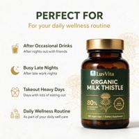 LuvVita Chardon-Marie 80% Silimarine Complément de Soutien Hépatique Extrait 30:1 Force Maximale Végétalien Sans OGM 120 Capsules ODM/OEM