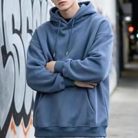 En stock – Sweat à capuche personnalisé avec logo, coupe ample et courte, épais, pour l'hiver