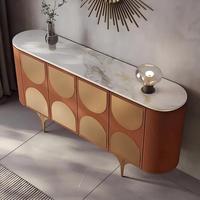 Meuble d'entrée en marbre de luxe italien, console haute en pierre frittée, buffet pour villa, couloir, salon