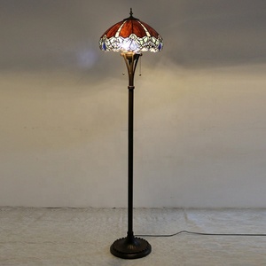 Lámpara de Pie Estilo Tiffany LongHuiJing de 16 Pulgadas con Cadena y Pantalla de Vidrio con Diseño de Libélula - Product Image 2